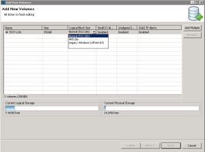 LUN sector selection